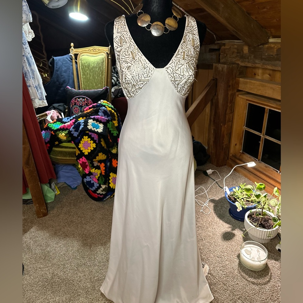 Calvin Klein Ivory dress with beaded bust